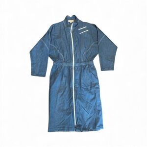 NOK NOK Blue Boxy retro Denim Zip Up Dress Vintage Style Medium